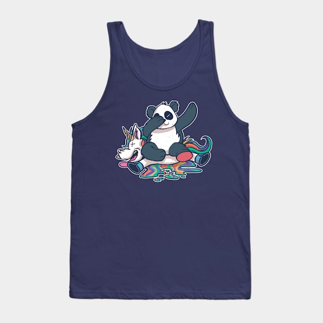 Dabbing Panda Smashing Unicorn Funny Tank Top by Kali Space